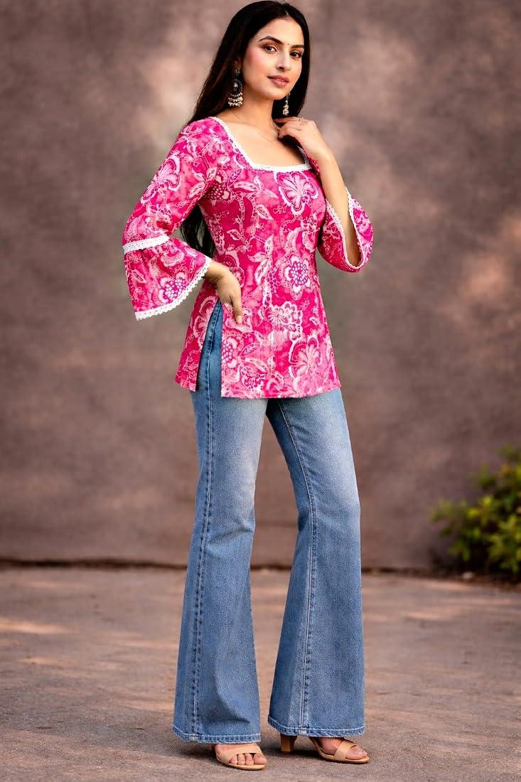 Rayon Floral Printed Tops Short